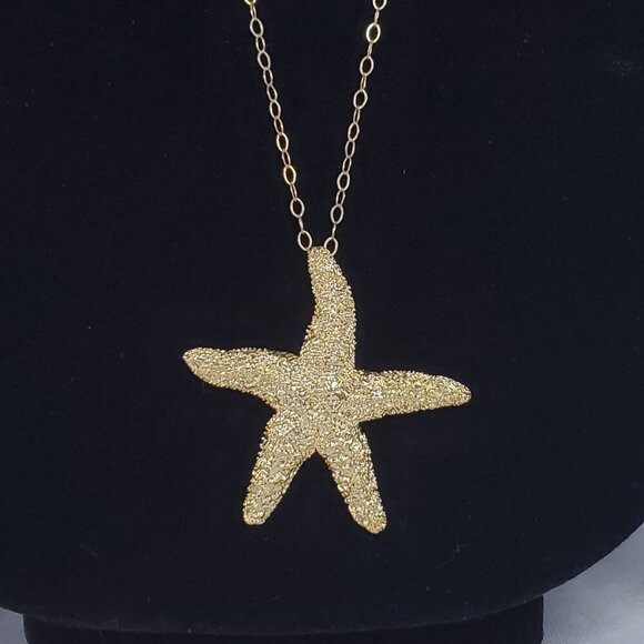 Gold Starfish Pendant Necklace By Love of Pretty With Long 34 inch chain - Picture 8 of 15